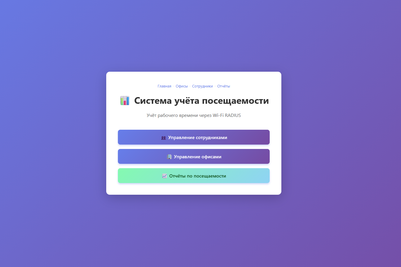 Система учёта посещаемости — отчёт 1